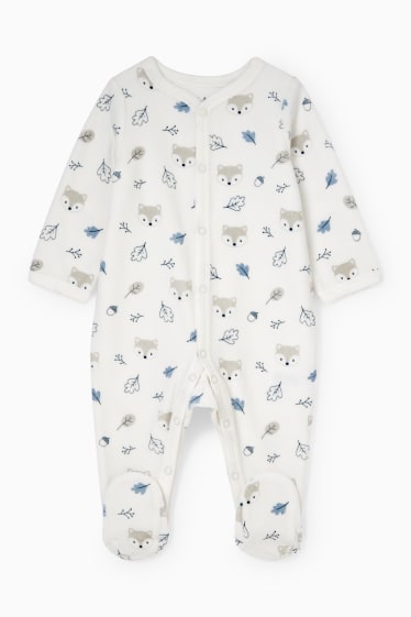 Bebeluși - Pijama salopetă bebeluși - alb-crem