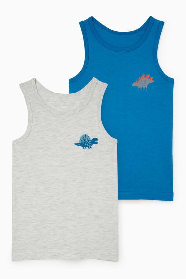 Enfants garçons - Lot de 2 - dinosaures - maillots de corps - gris clair chiné