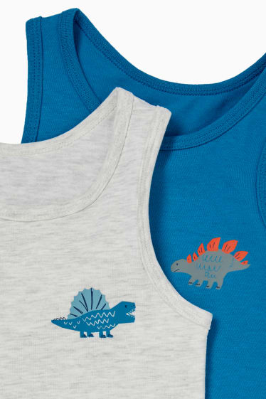 Enfants garçons - Lot de 2 - dinosaures - maillots de corps - gris clair chiné