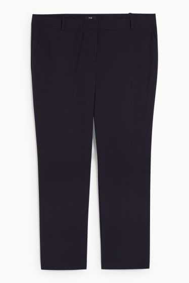 Women - Cloth trousers - mid-rise waist - straight fit - dark blue