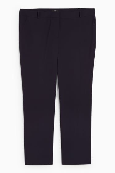 Femmes - Pantalon en toile - mid waist - straight fit - bleu foncé