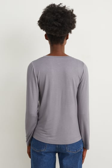 Damen - Basic-Langarmshirt - grau