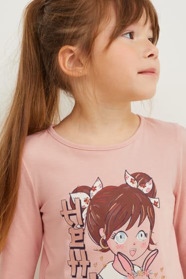 Enfants filles - Lot de 2 - hauts à manches longues - rose