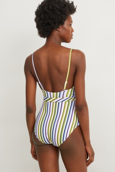 Femei - Costum de baie - vătuit - LYCRA® XTRA LIFE™ - cu dungi - verde