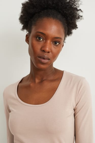 Dames - Basic longsleeve - beige