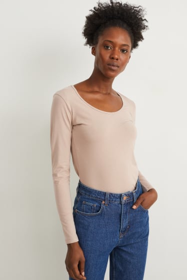 Dames - Basic longsleeve - beige