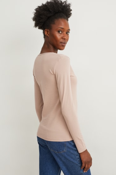 Dames - Basic longsleeve - beige
