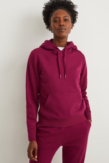 Femmes - Sweat à capuche basique - bordeaux