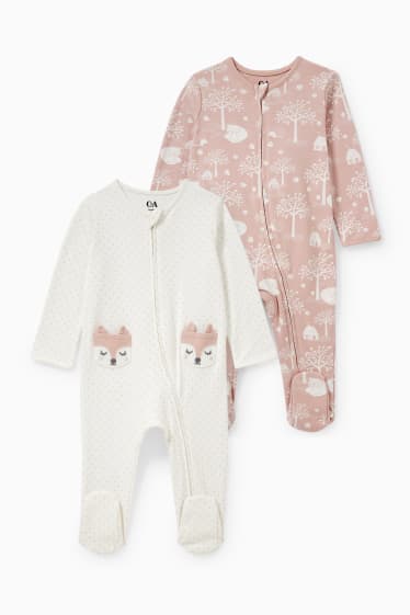 Baby: meisjes - Set van 2 - babypyjama - roze