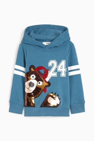 Niños: niños - Sudadera con capucha - con brillos - petróleo