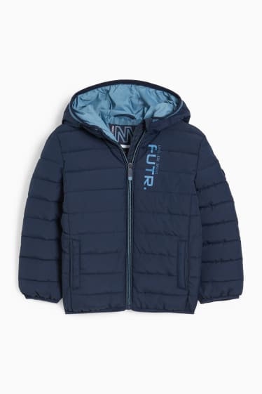 Kinderen: jongens - Gewatteerde jas met capuchon - donkerblauw