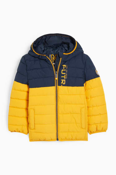 Children - Quilted jacket with hood - yellow