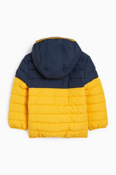 Dětské - Prošívaná bunda s kapucí - žlutá