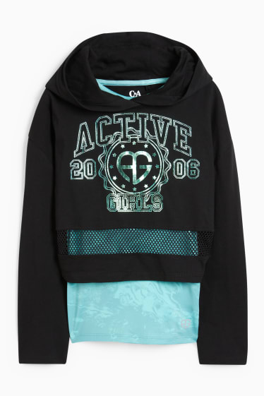 Kinder Mädchen - Set - Funktions-Hoodie und -Top - 2 teilig - schwarz