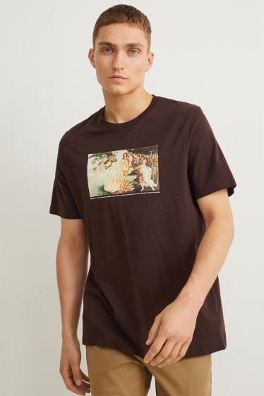 Mężczyźni - T-shirt - ciemnobrązowy