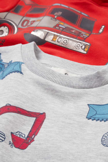 Enfants garçons - Lot de 2 - pelleteuse - sweat à capuche et sweat - rouge