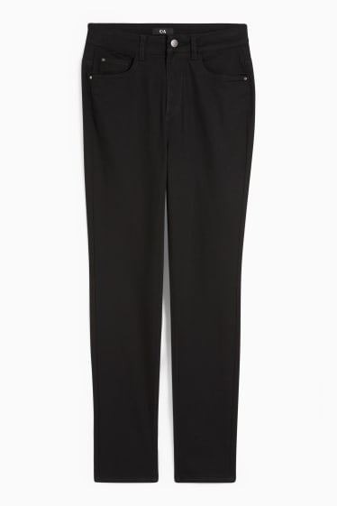 Femmes - Pantalon en toile - high waist - slim fit - noir