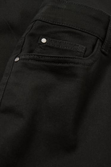 Femmes - Pantalon en toile - high waist - slim fit - noir