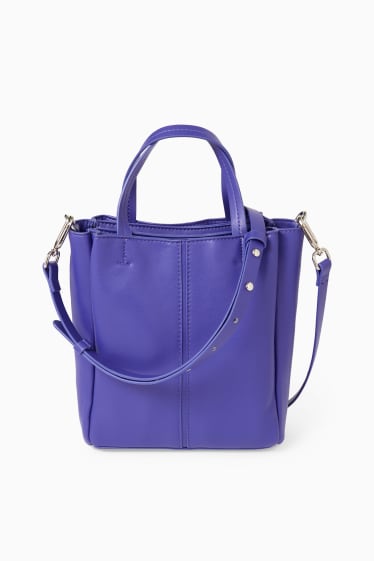 Women - Shoulder bag with detachable bag strap - faux leather  - purple