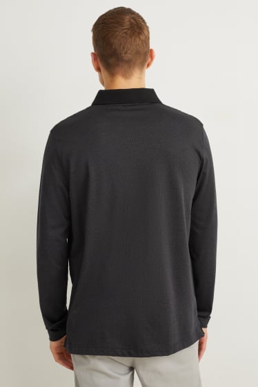 Herren - Poloshirt - gepunktet - schwarz