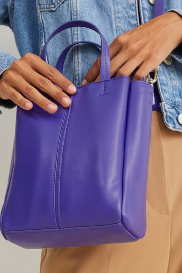 Women - Shoulder bag with detachable bag strap - faux leather  - purple