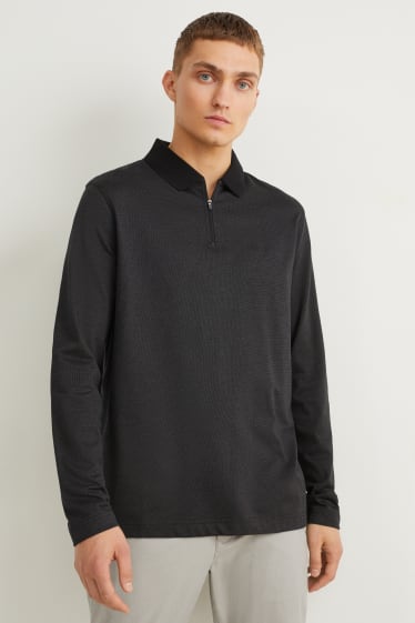 Herren - Poloshirt - gepunktet - schwarz