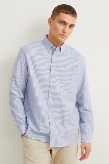 Men - Oxford shirt - slim fit - button-down collar - striped - blue