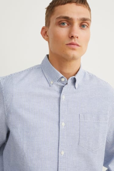 Herren - Oxford Hemd - Slim Fit - Button-down - gestreift - blau