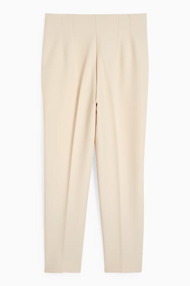 Femmes - Pantalon en toile - high waist - regular fit - beige clair