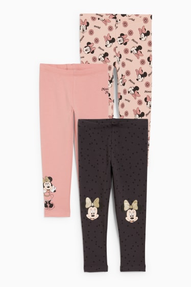 Enfants - Lot de 3 - Minnie Mouse - leggings doublés - rose