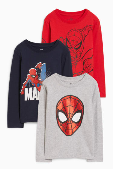 Bambini - Confezione da 3 - Uomo Ragno - maglia a maniche lunghe - blu scuro