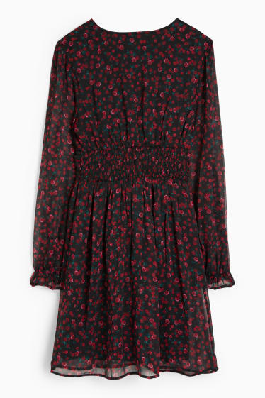 Damen - CLOCKHOUSE - A-Linien Kleid - geblümt - schwarz / rot