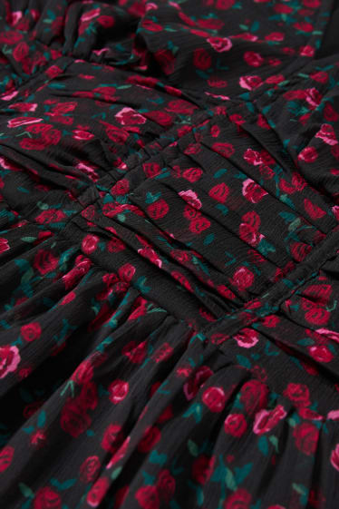 Damen - CLOCKHOUSE - A-Linien Kleid - geblümt - schwarz / rot