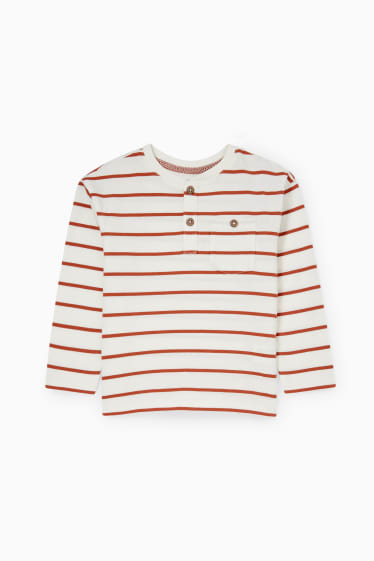 Kinder Jungen - Langarmshirt - gestreift - braun / cremeweiß