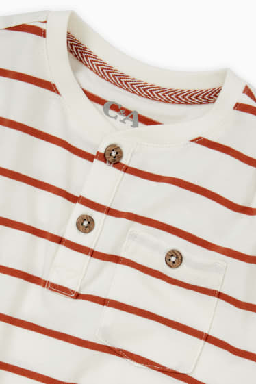 Kinder Jungen - Langarmshirt - gestreift - braun / cremeweiß