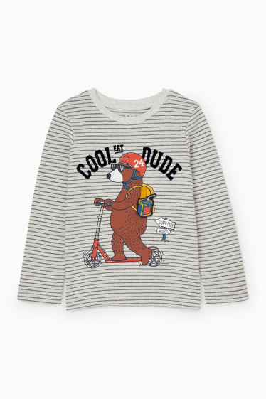 Kinder Jungen - Langarmshirt - gestreift - hellbeige