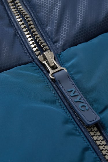 Kinder Buben - Steppjacke mit Kapuze - dunkelblau