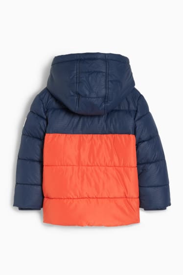 Children Boys - Quilted jacket with hood - dark orange