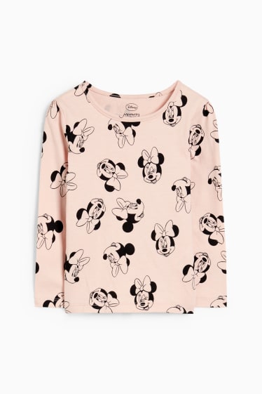 Kinder Mädchen - Minnie Maus - Set - Langarmshirt und Jeans-Latzkleid - dunkeljeansgrau