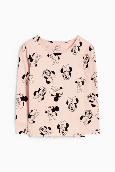 Kinderen - Minnie Mouse - set - longsleeve en overgooier van spijkerstof - jeansdonkergrijs