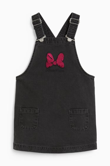 Kinder Mädchen - Minnie Maus - Set - Langarmshirt und Jeans-Latzkleid - dunkeljeansgrau