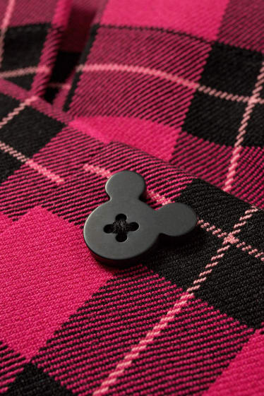 Nena - Minnie Mouse - faldilla - de quadres - fúcsia