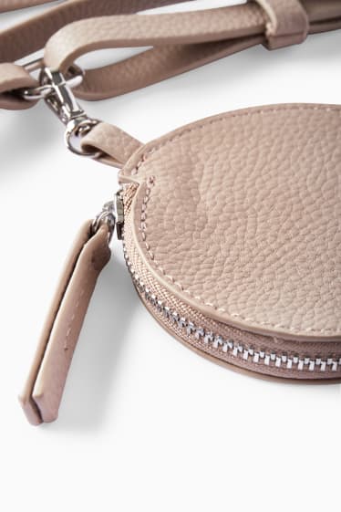 Dames - Set - smartphonetasje en portemonnee - imitatieleer - 2-delig - licht beige