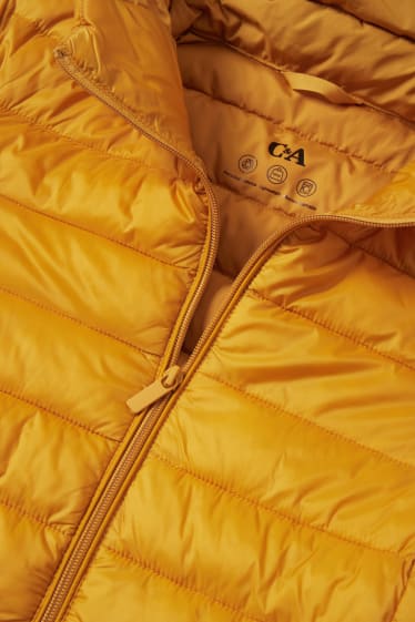 Kobiety - Pikowana kurtka z kapturem - żółty