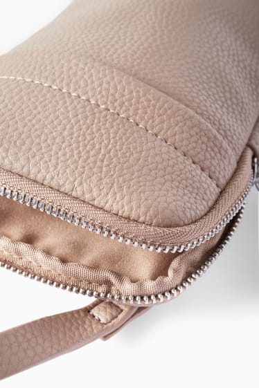 Dames - Set - smartphonetasje en portemonnee - imitatieleer - 2-delig - licht beige