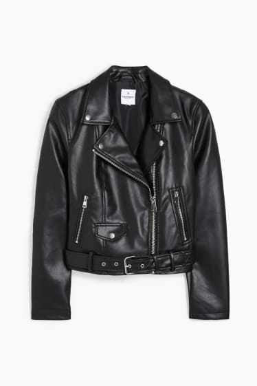 Damen - CLOCKHOUSE - Bikerjacke - Lederimitat - schwarz