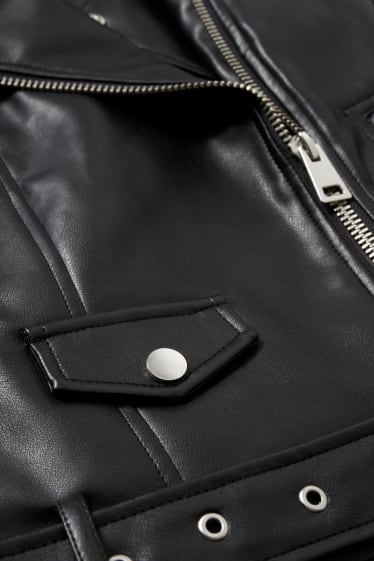 Dospívající a mladí - CLOCKHOUSE - motorkářská bunda - imitace kůže - černá
