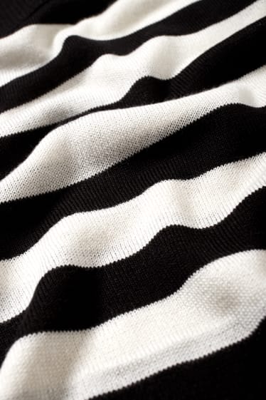 Women - Basic jumper - striped - black / white