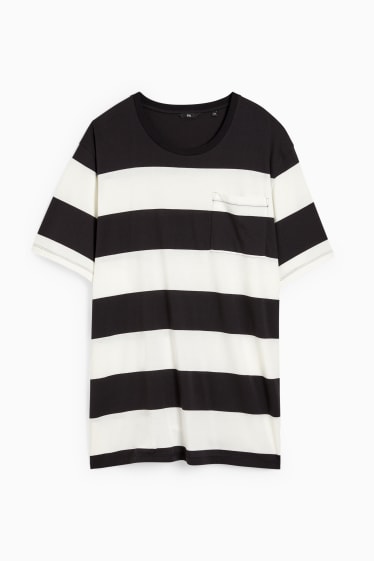 Men - T-shirt - striped - black / white
