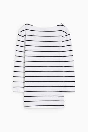 Women - Long sleeve top - striped - white